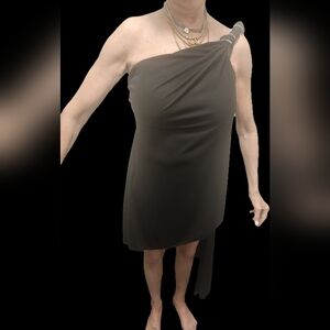 Elegant One-Shoulder Black Dress